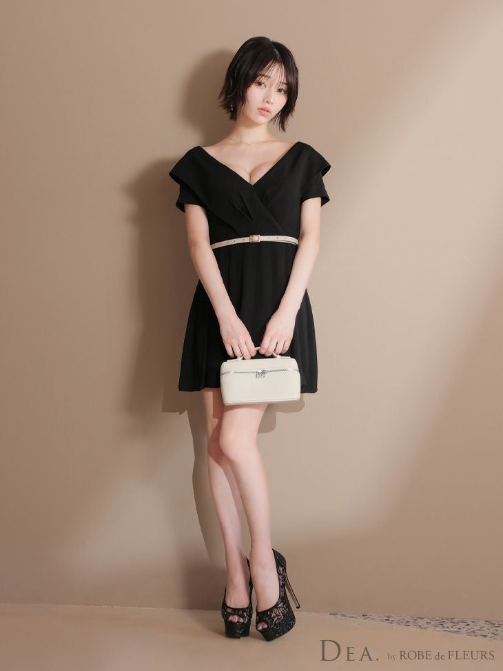 DEA. ディア バイ ローブドフルール オフショルカットベルトフレアミニキャバドレス de3391-c