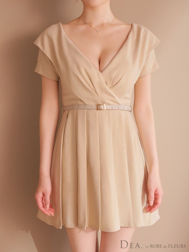 DEA. ディア バイ ローブドフルール オフショルカットベルトフレアミニキャバドレス de3391-c