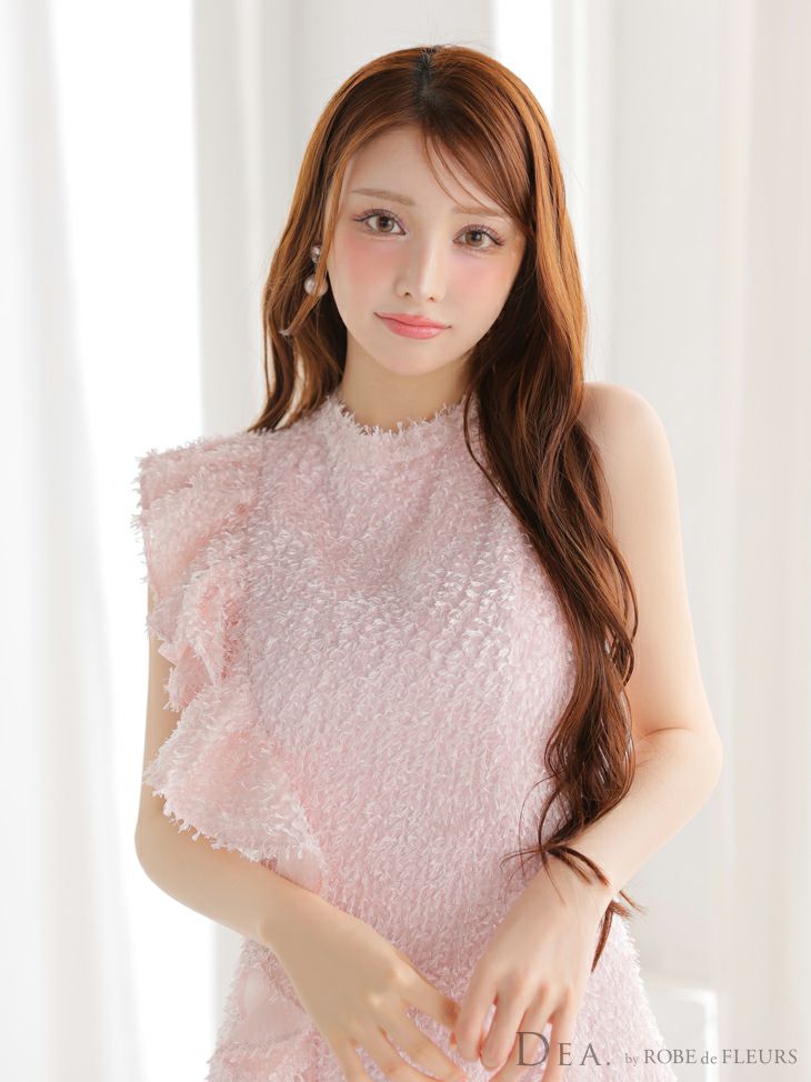 DEA. ディア バイ ローブドフルール フリンジフリルハイネックフレアミニキャバドレス de4127-c