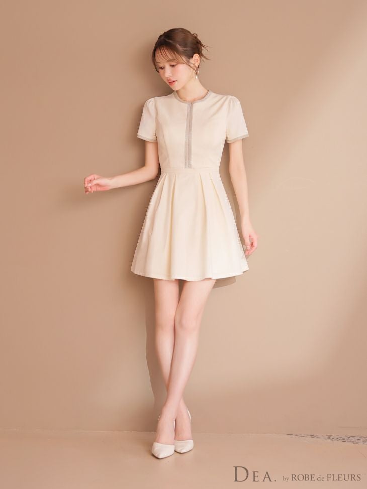 DEA. ディア バイ ローブドフルール クラシカルフロントパイピングフレアミニキャバドレス de3357-c