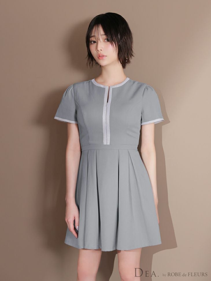 DEA. ディア バイ ローブドフルール クラシカルフロントパイピングフレアミニキャバドレス de3357-c