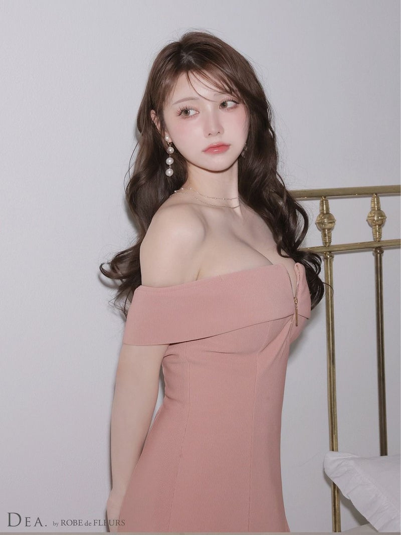 DEA. ディア バイ ローブドフルール バストジップオフショルセットアップフレアミニキャバドレス de4217-c