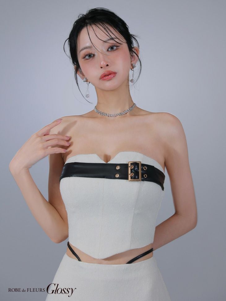 Glossy ローブドフルールグロッシー ベルトトップスセットアップフレアミニキャバドレス gl3393