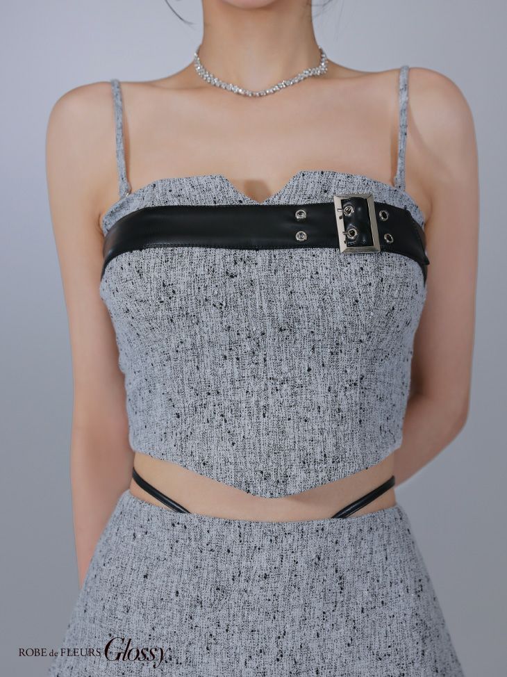 Glossy ローブドフルールグロッシー ベルトトップスセットアップフレアミニキャバドレス gl3393