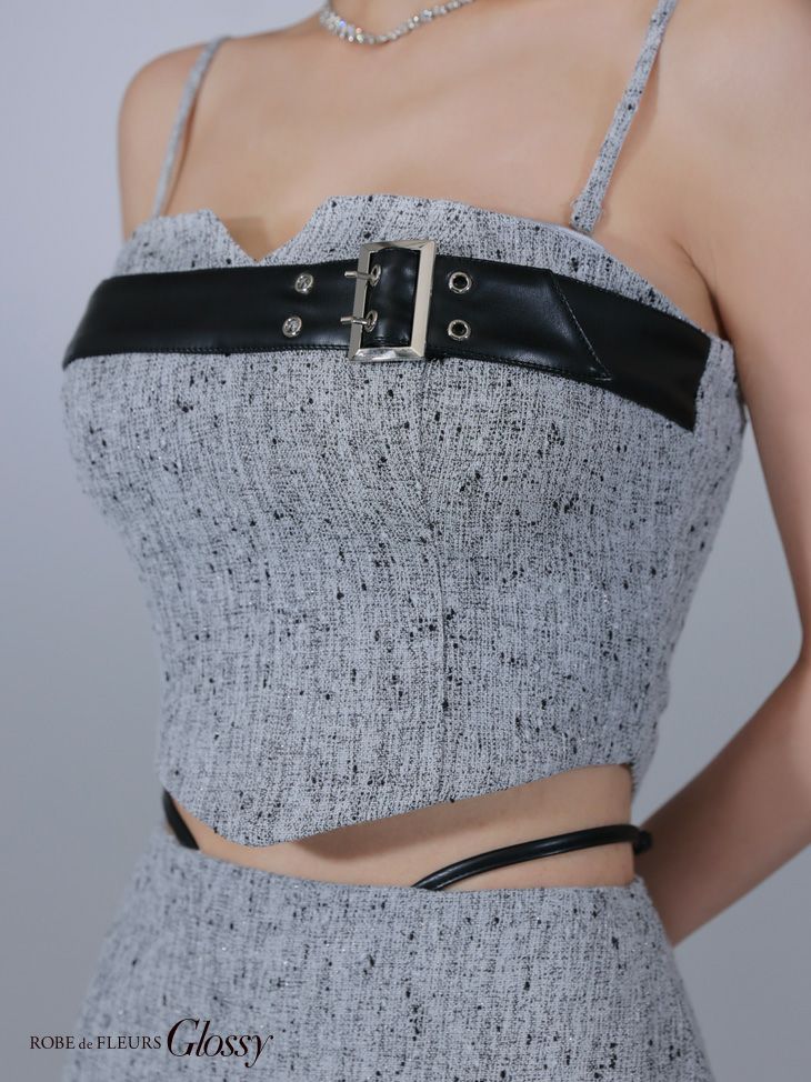 Glossy ローブドフルールグロッシー ベルトトップスセットアップフレアミニキャバドレス gl3393