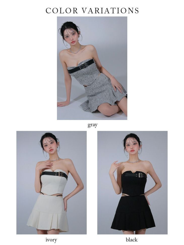 Glossy ローブドフルールグロッシー ベルトトップスセットアップフレアミニキャバドレス gl3393