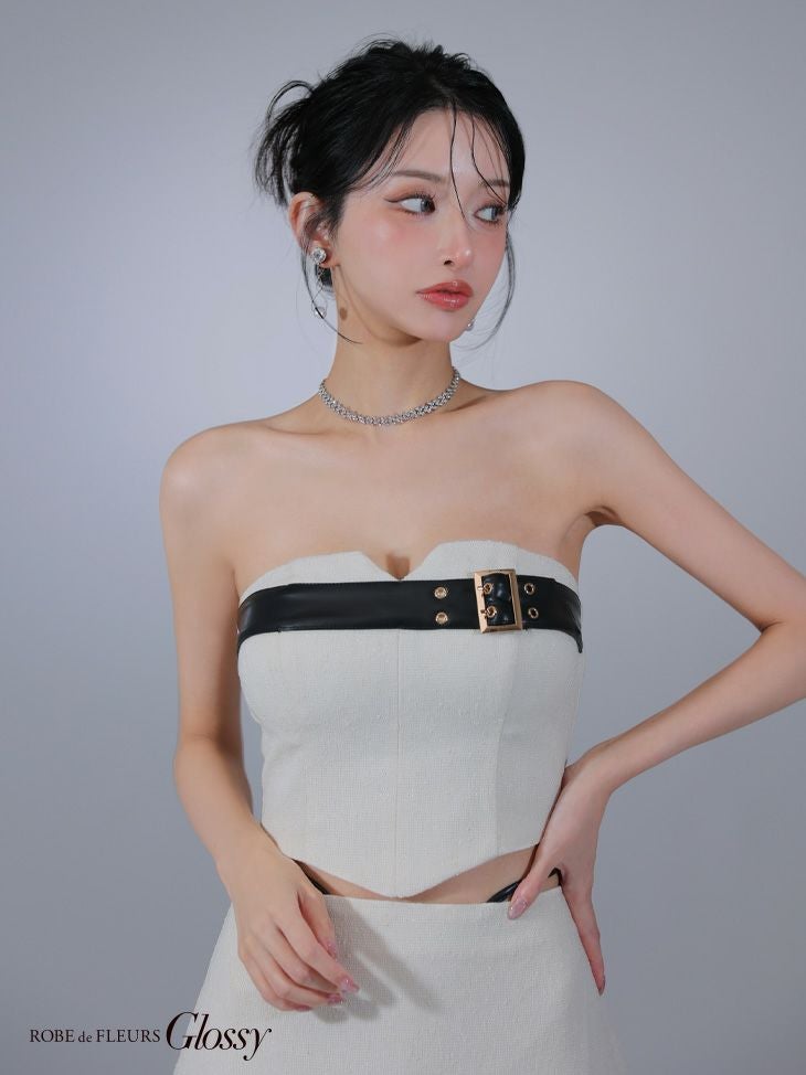 Glossy ローブドフルールグロッシー ベルトトップスセットアップフレアミニキャバドレス gl3393-c