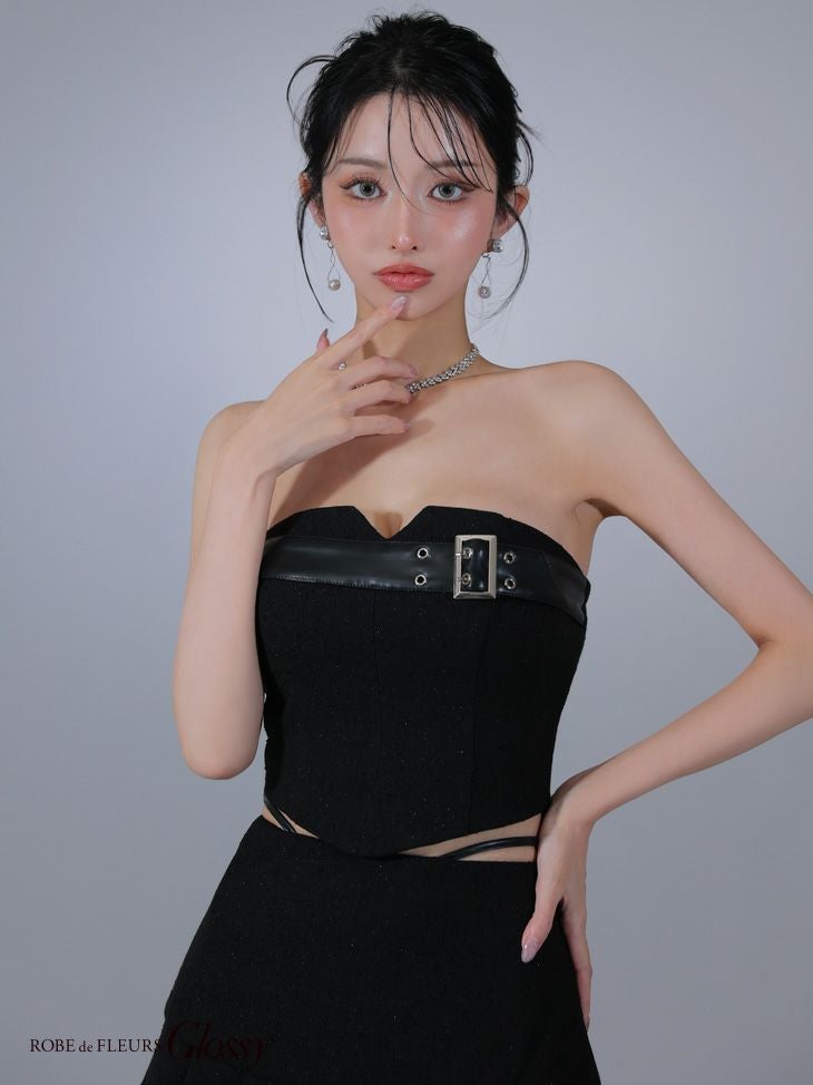 Glossy ローブドフルールグロッシー ベルトトップスセットアップ