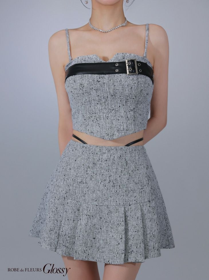 Glossy ローブドフルールグロッシー ベルトトップスセットアップフレアミニキャバドレス gl3393-c