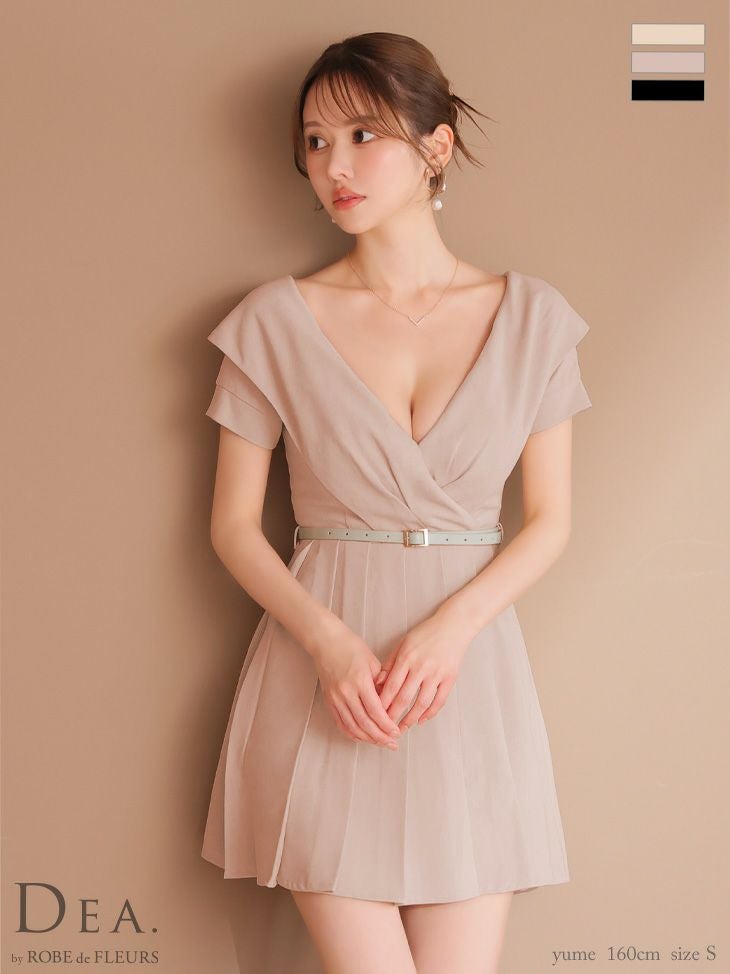 DEA. ディア バイ ローブドフルール オフショルカットベルトフレアミニキャバドレス de3391