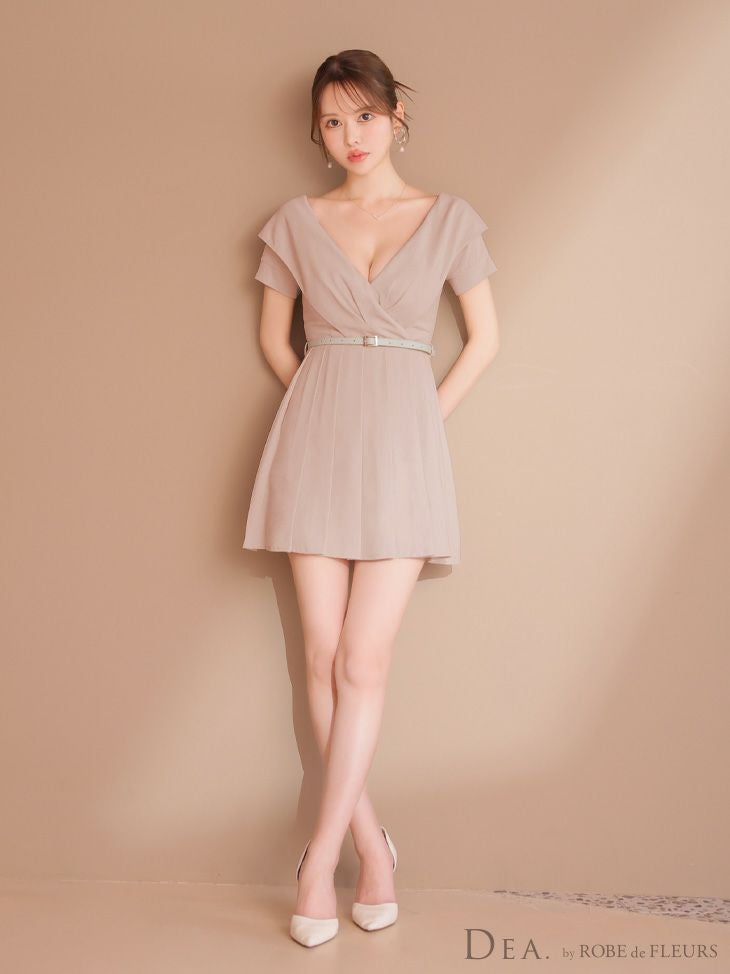 DEA. ディア バイ ローブドフルール オフショルカットベルトフレアミニキャバドレス de3391