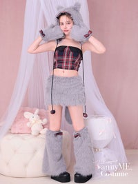 【6点セット】Fluffy Tartan Wolf フラッフィー タータン ウルフ グレー vcsot-23988