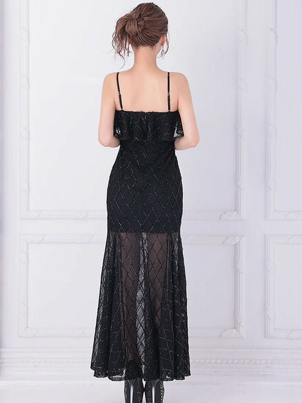 AngelR エンジェルアール バストフリルベアトップメッシュビジュータイトロングドレス ar25848-ks