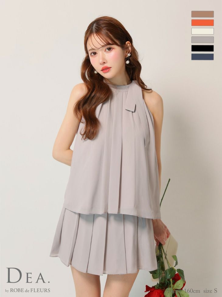 DEA. ディア バイ ローブドフルール サテンシフォンフレアセットアップミニキャバドレス de3372