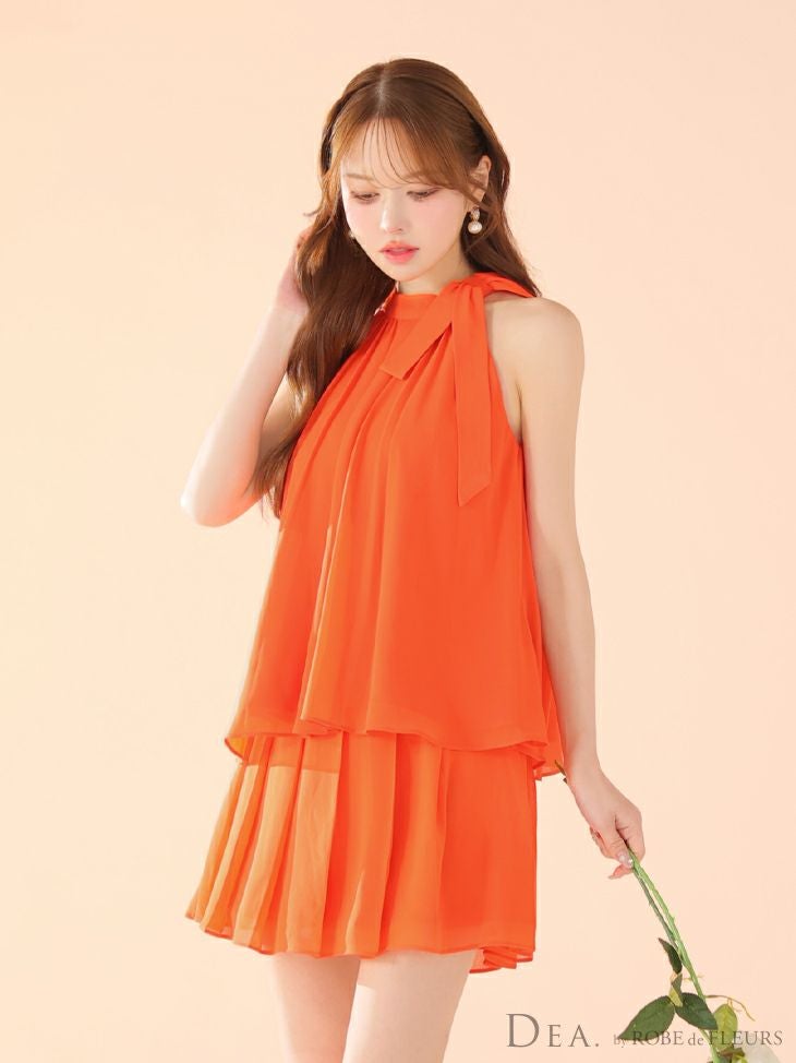 DEA. ディア バイ ローブドフルール サテンシフォンフレアセットアップミニキャバドレス de3372