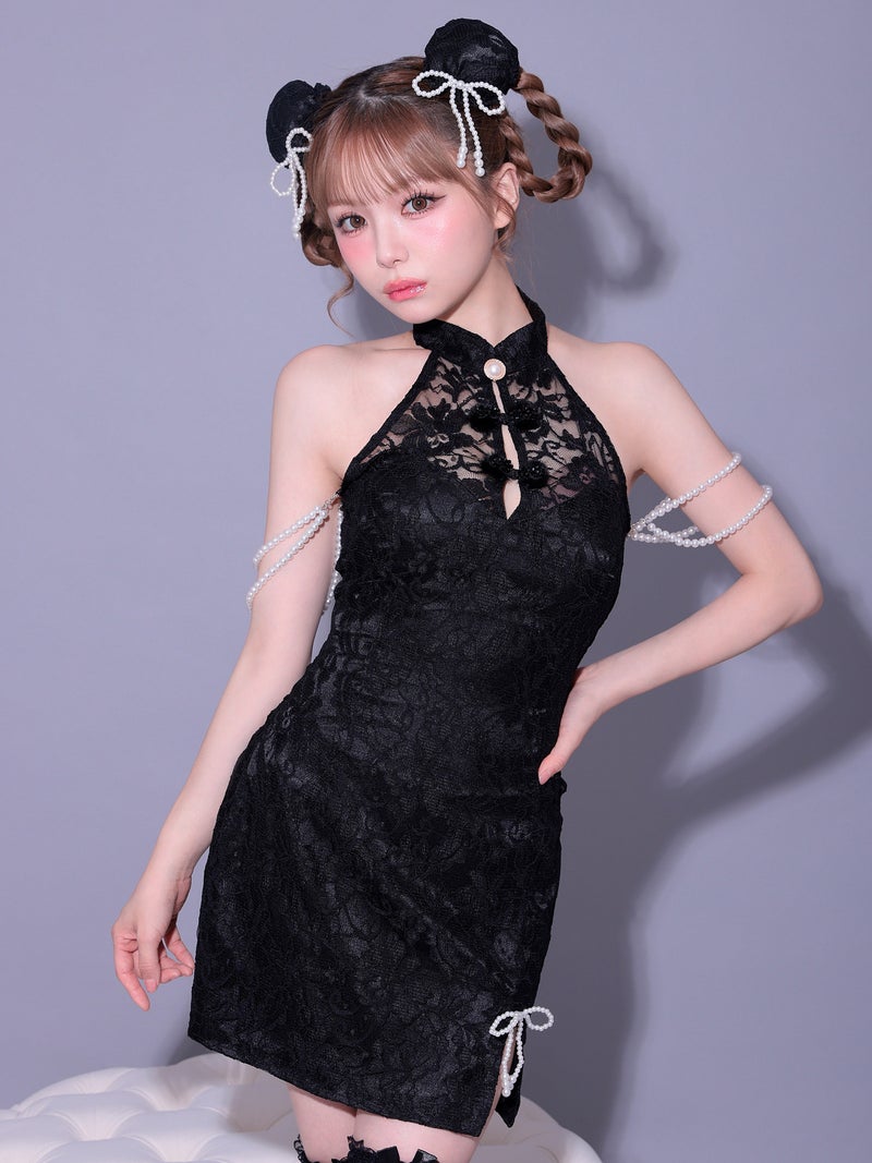 【2点セット】明珠 メイシュ チャイナ ブラック 黒 vcsch-23992-1