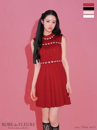 ROBE de FLEURS ローブドフルール スプリングツイード×ビジューフレアミニドレス fm3322