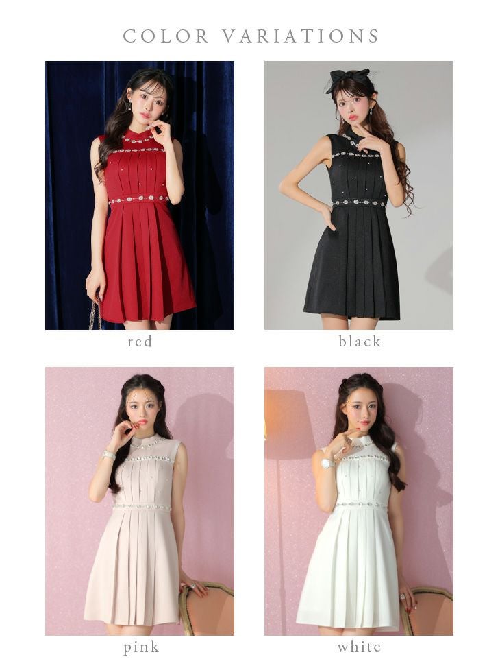 ROBE de FLEURS ローブドフルール スプリングツイード×ビジューフレアミニドレス fm3322