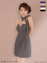 ROBE de FLEURS ローブドフルール 2wayネックリボンバストジップミニキャバドレス fm4111