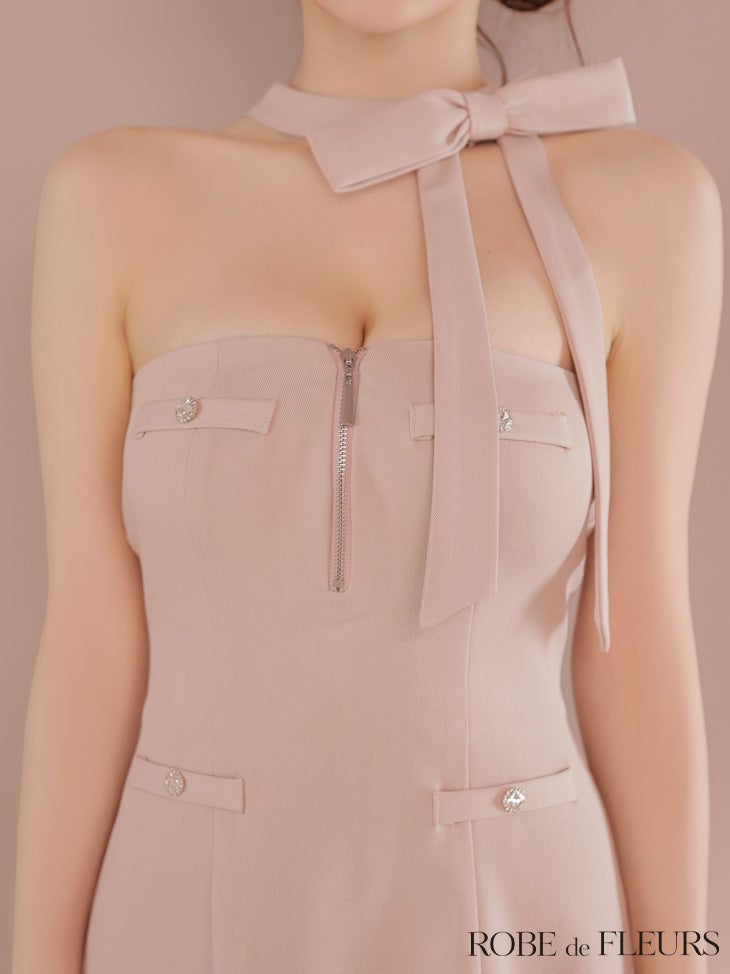 ROBE de FLEURS ローブドフルール 2wayネックリボンバストジップミニキャバドレス fm4111
