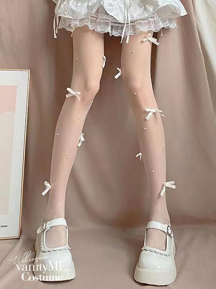 リボン付きシアーストッキング 