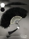 ファー付きレース扇子 ブラック・ホワイト vcsit-25070