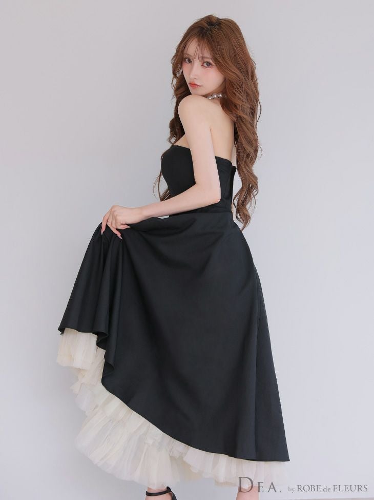 DEA. ディア バイ ローブドフルール チュールレイヤードセンタージップフレアロングキャバドレス de3469-c