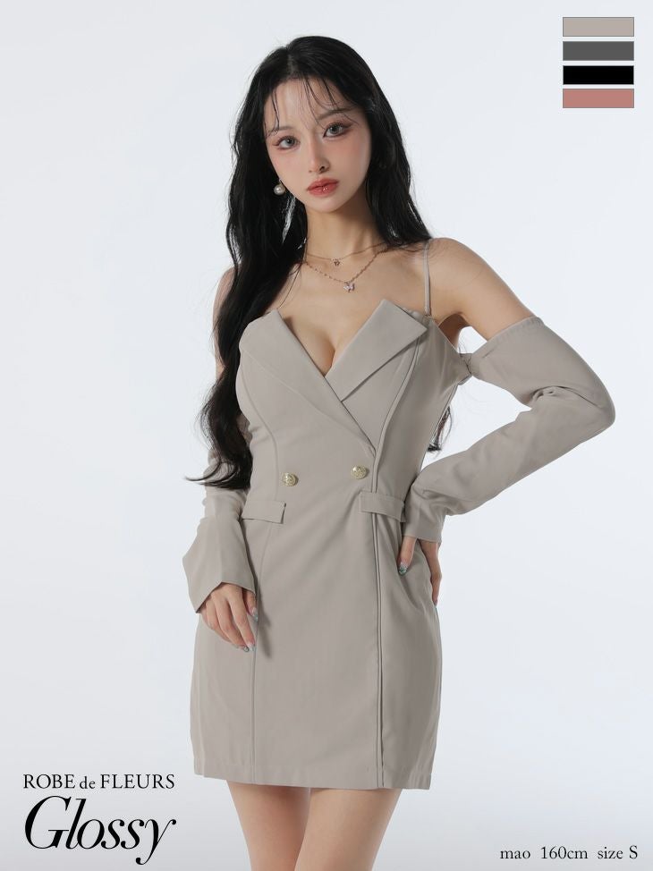 Glossy ローブドフルールグロッシー 2wayオフショルテーラードタイトミニキャバドレス gl3933-c