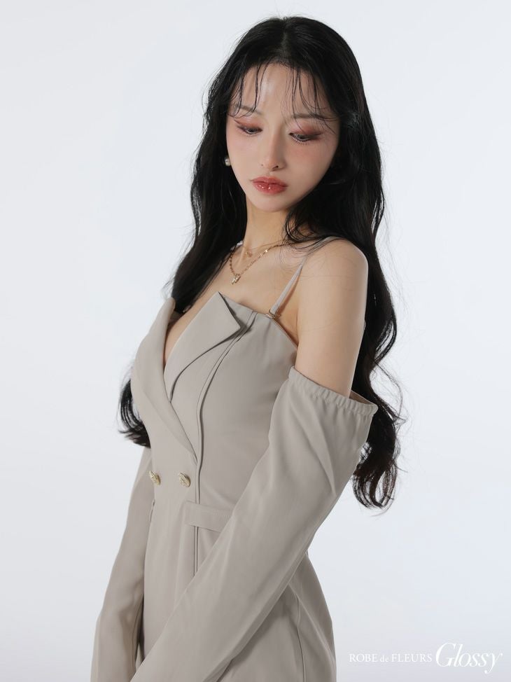 Glossy ローブドフルールグロッシー 2wayオフショルテーラードタイトミニキャバドレス gl3933-c