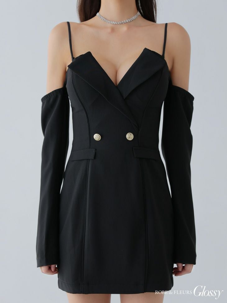 Glossy ローブドフルールグロッシー 2wayオフショルテーラードタイトミニキャバドレス gl3933-c