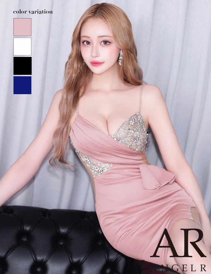 AngelR エンジェルアール バストビジューフリルタックメッシュタイト