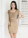 IRMA イルマ ツイード/半袖/フロントジップ/カットアウト/タイト ミニドレス ir55094