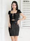 IRMA イルマ ツイード/半袖/フロントジップ/カットアウト/タイト ミニドレス ir55094