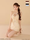 ROBE de FLEURS ローブドフルール ジャガードホルターリボンセットアップミニキャバドレス fm4201-c