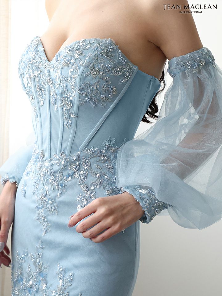 JEAN MACLEAN ジャンマクレーン オフショル/ロングスリーブ/スパンコール刺繍/コルセット/マーメイド/タイト ロングドレス ja51905-c