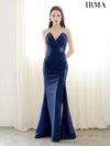 IRMA イルマ ワンカラー/シアーショルダー/ウエストポイントビジュー/スリット入り/タイト ロングドレス ir51900-c