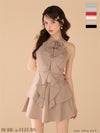 ROBE de FLEURS ローブドフルール 【XS～Lサイズあり】フロントラッフルホルターミニキャバドレス fm3468-c