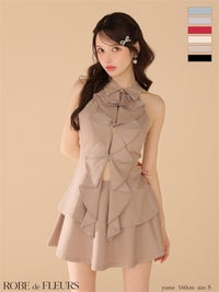 ROBE de FLEURS ローブドフルール 【XS～Lサイズあり】フロントラッフルホルターミニキャバドレス fm3468-c