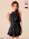 ROBE de FLEURS ローブドフルール 【XS～Lサイズあり】フロントラッフルホルターミニキャバドレス fm3468-c