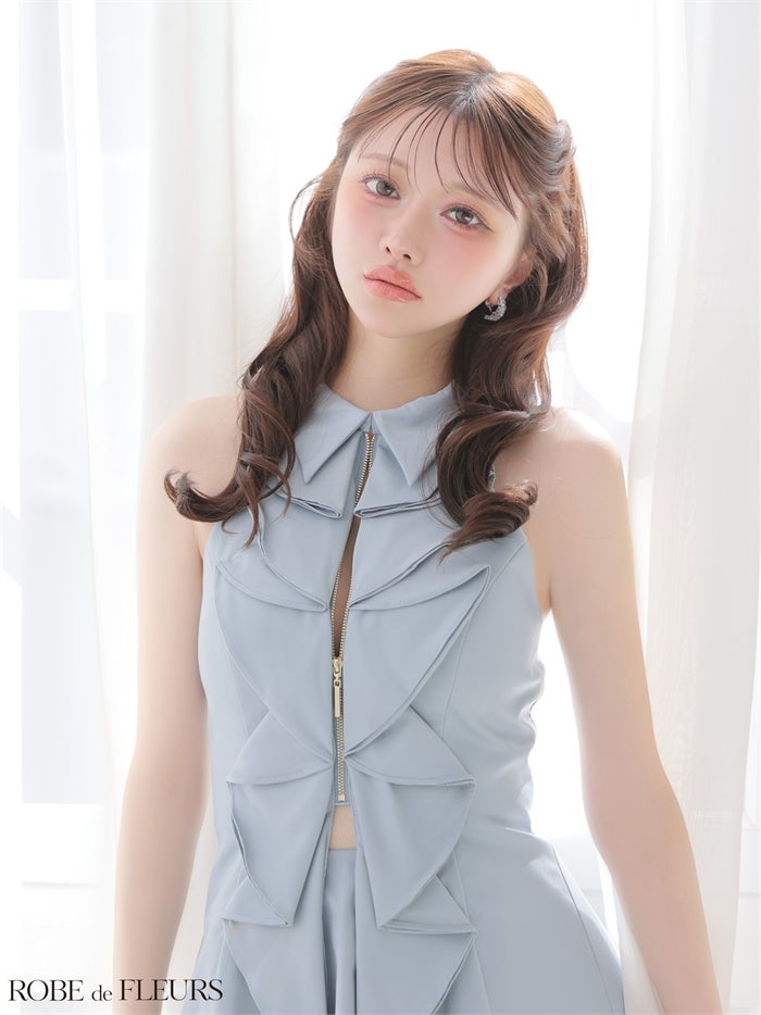 ROBE de FLEURS ローブドフルール 【XS～Lサイズあり】フロントラッフルホルターミニキャバドレス fm3468-c