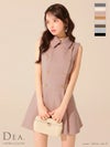 DEA. ディア バイ ローブドフルール 襟付きノースリーブダブルボタンフレアミニキャバドレス de3365