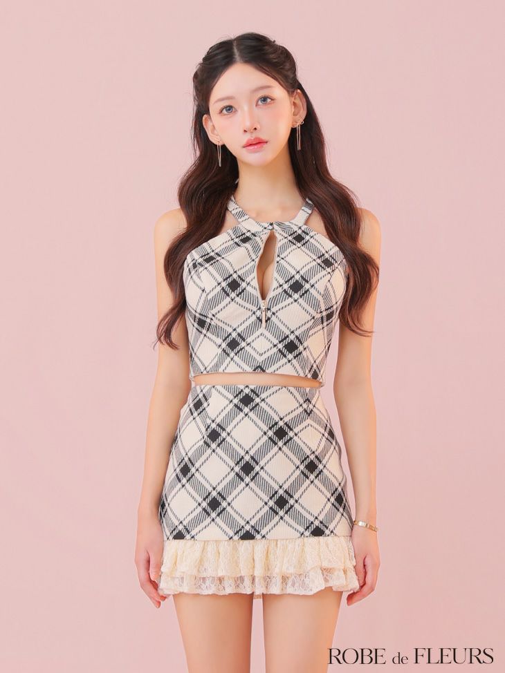 ROBE de FLEURS ローブドフルール 【XSサイズあり】レースチェック