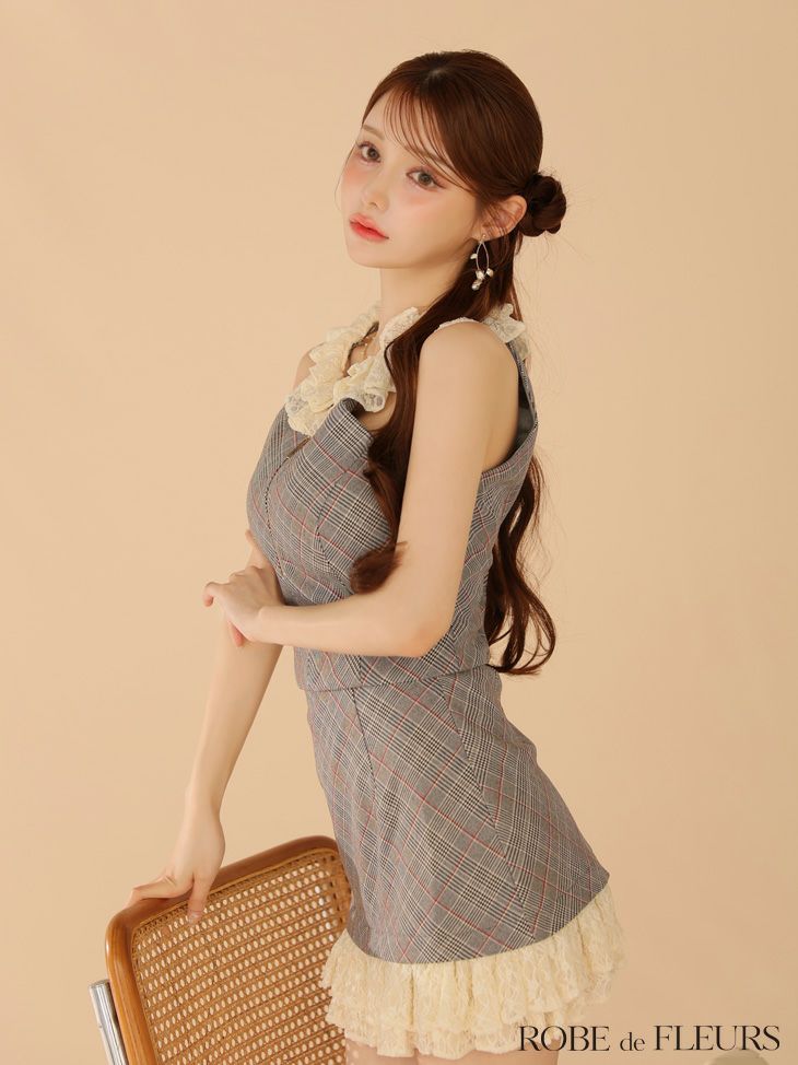 ROBE de FLEURS ローブドフルール 【XSサイズあり】レースチェック