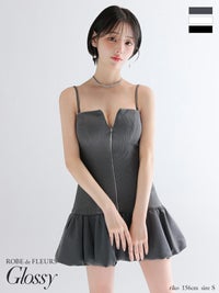 Glossy ローブドフルールグロッシー 【XSサイズあり】センタージップリブバルーンミニキャバドレス gl3385-c