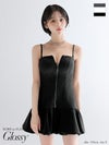 Glossy ローブドフルールグロッシー 【XSサイズあり】センタージップリブバルーンミニキャバドレス gl3385-c