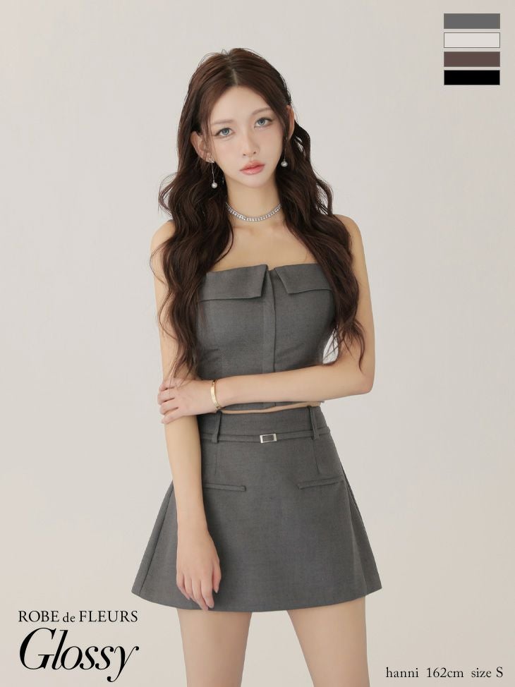 Glossy ローブドフルールグロッシー 【XSサイズあり】ツイルフロントファスナーセットアップミニキャバドレス gl4317-c