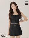 Glossy ローブドフルールグロッシー 【XSサイズあり】ツイルフロントファスナーセットアップミニキャバドレス gl4317-c