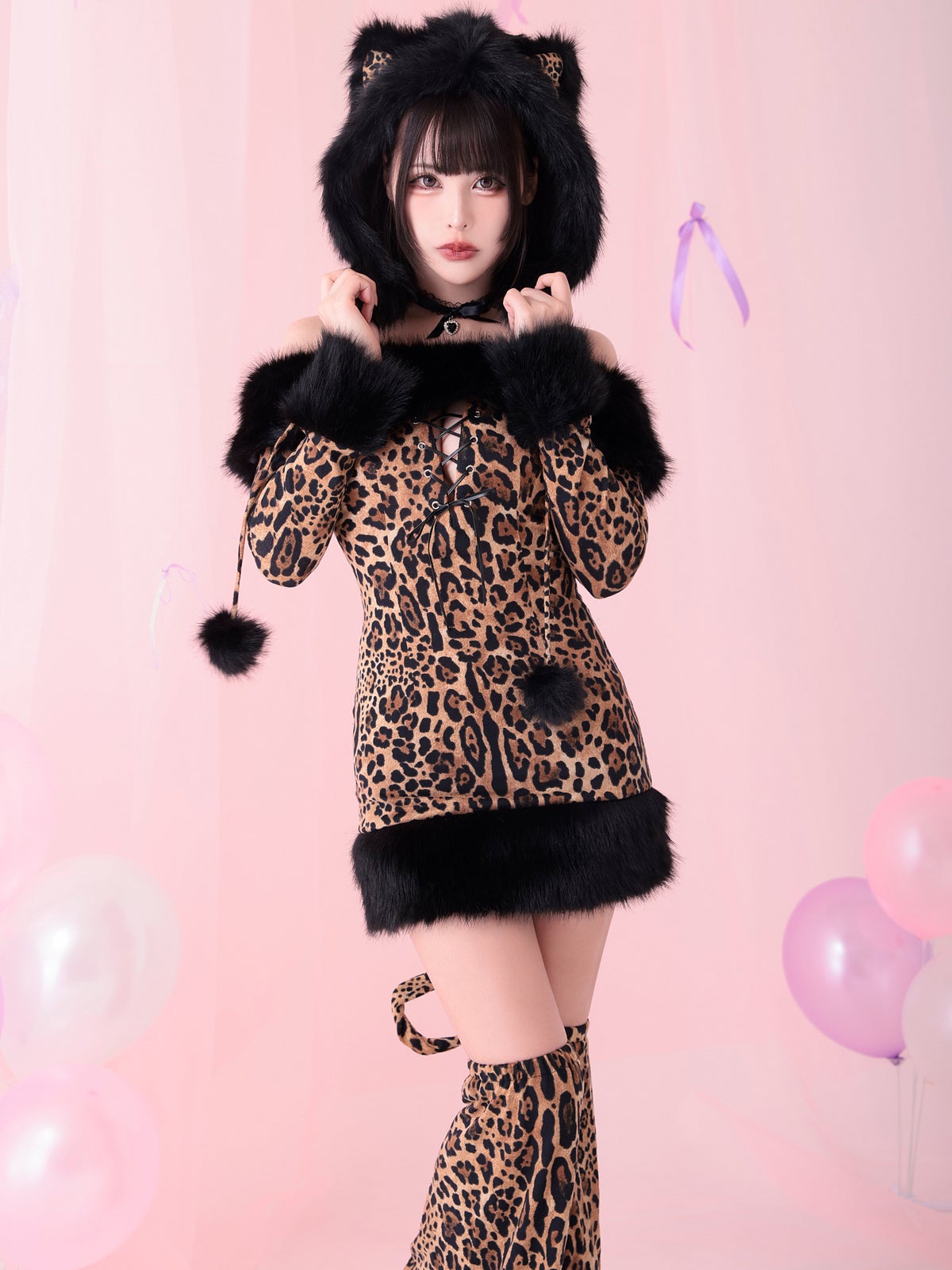 【3点セット】Fluffy Wild Party Animal - Leopard Ver. フラッフィー・ワイルド・パーティー・アニマル - レオパード バージョン vcsot-250231