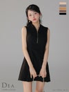 DEA. ディア バイ ローブドフルール 【XS～Lサイズあり】スエードジップカラーフレアミニキャバドレス de3458