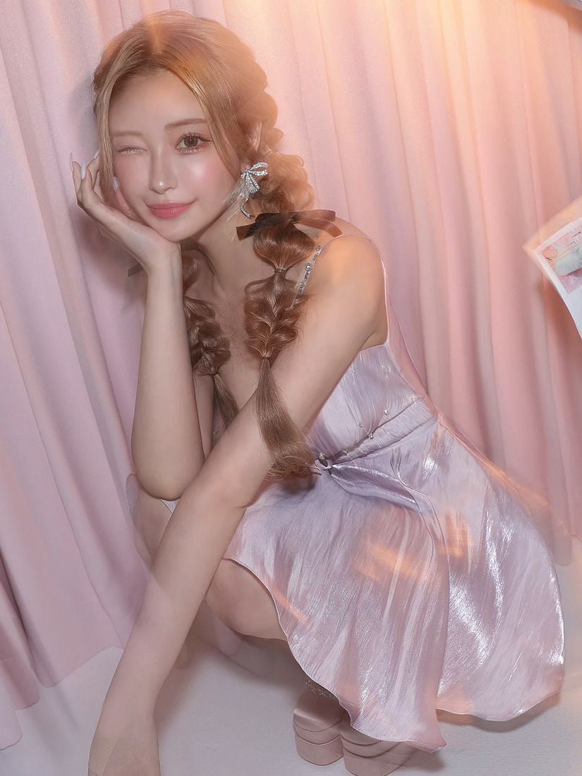 AngelR エンジェルアール ノースリーブVカットリボンビジューウエスト